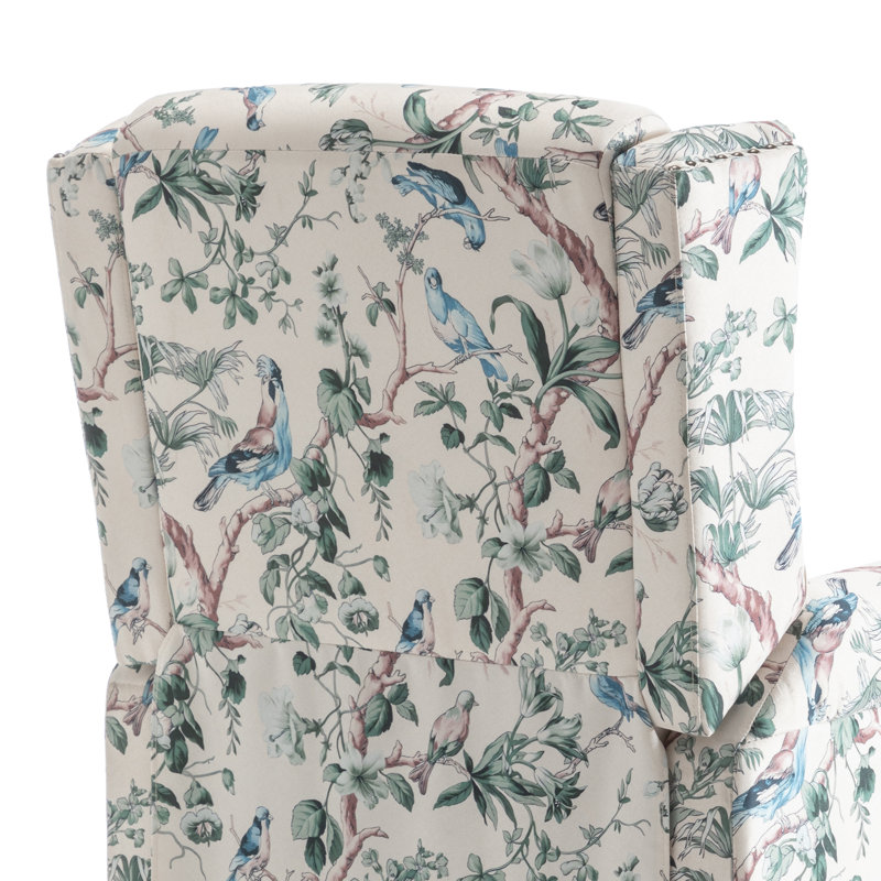 29.13cm Wide Standard Recliner, Blue/Beige Animal Print