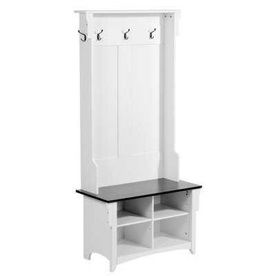 Hall Tree Entryway Bench, Coat Rack with Shoe Storage, 32" Wide Mudroom bench with Storage and Seating by Winston Porter