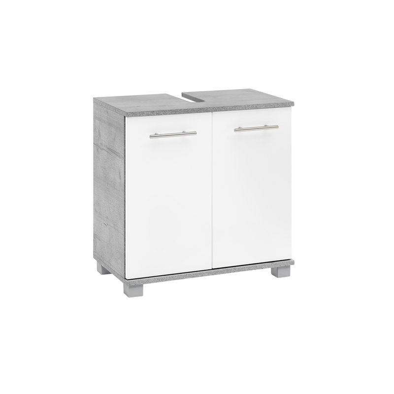Foolke 59.8cm Single Bathroom Vanity Base Only, Stone Grey/White Matt
