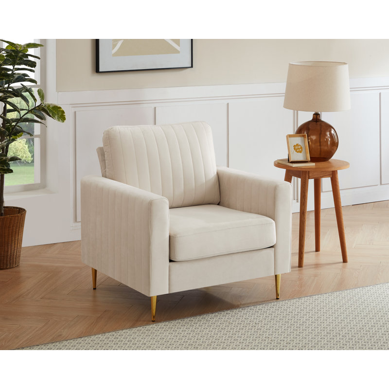 Lotsee Velvet Armchair, Beige