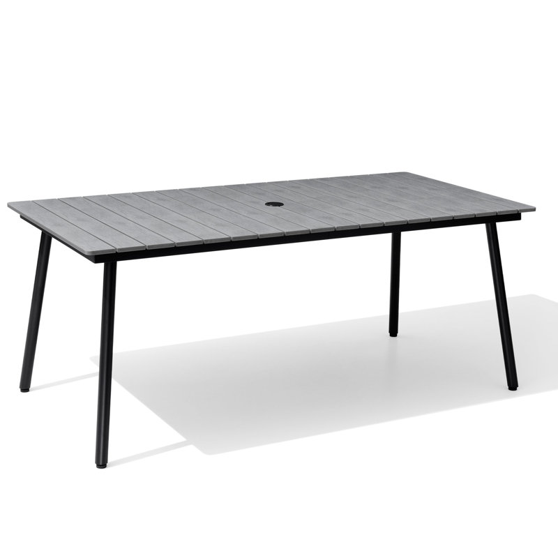 Table de salle à manger de patio avec trou pour parasol, Gris, H 29,13 po x L 31,1 po x l 31,1 po
