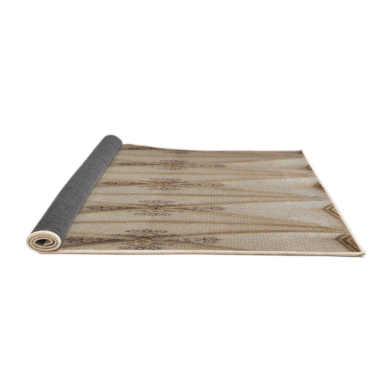 Beige abstrait/Tapis décoratif brun, Rond 7 pi