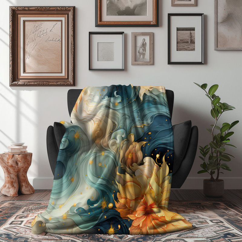 Rêves célestes rétro - couverture en sherpa de qualité supérieure - reproduction d'art luxueuse, l 60 po x L 80 po