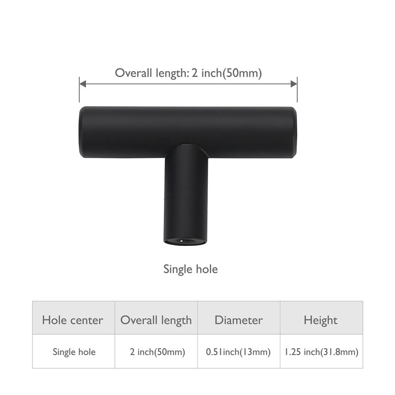 T-Bar Knob, Black Matte