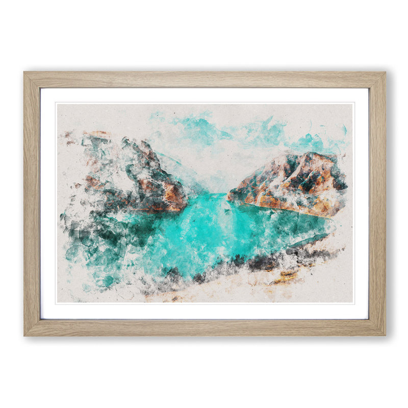 Lake Between the Mountains - Picture Frame Painting Print, Oak Framed, 62cm H x 87cm W x 2cm D