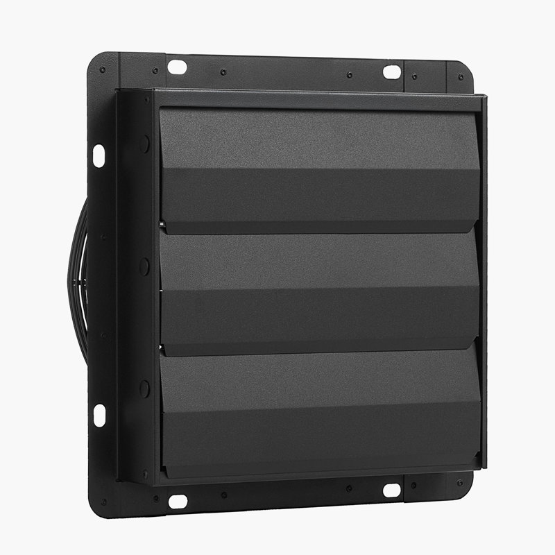 Ventilateur de 12 pouces à obturateur, ventilateur de grenier mural avec contrôle de température à vitesse variable, 1500 pi³ / min, moteur EC, minuterie, pour remise, garage, refroidissement de serre, noir