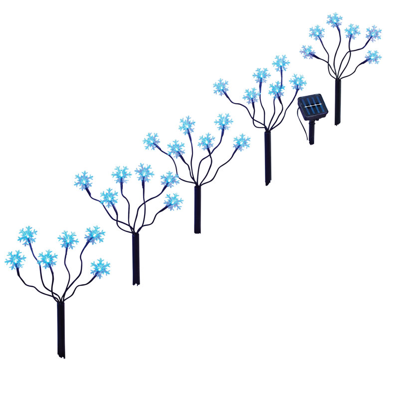 Solar Powered Snowflake Path Light Stakes - Set Of 5