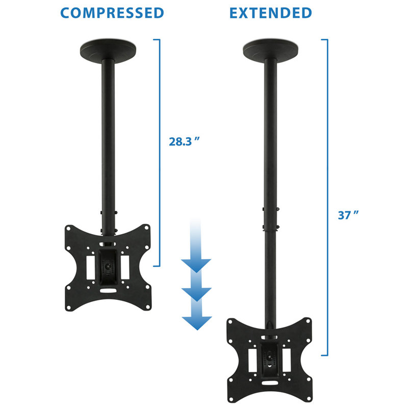 Mount-It! Height Adjustable Full Motion Ceiling TV Mount Fits 23" - 42" Screens | 66 Lbs. Capacity