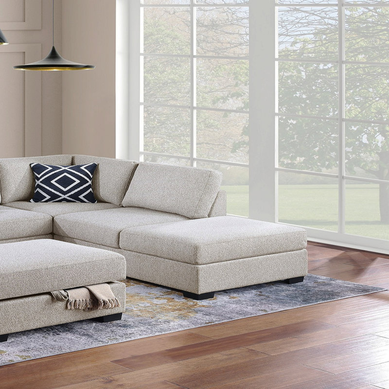Canapé de rangement modulaire réversible 3 pièces avec repose-pieds avec rangement et méridienne réversible