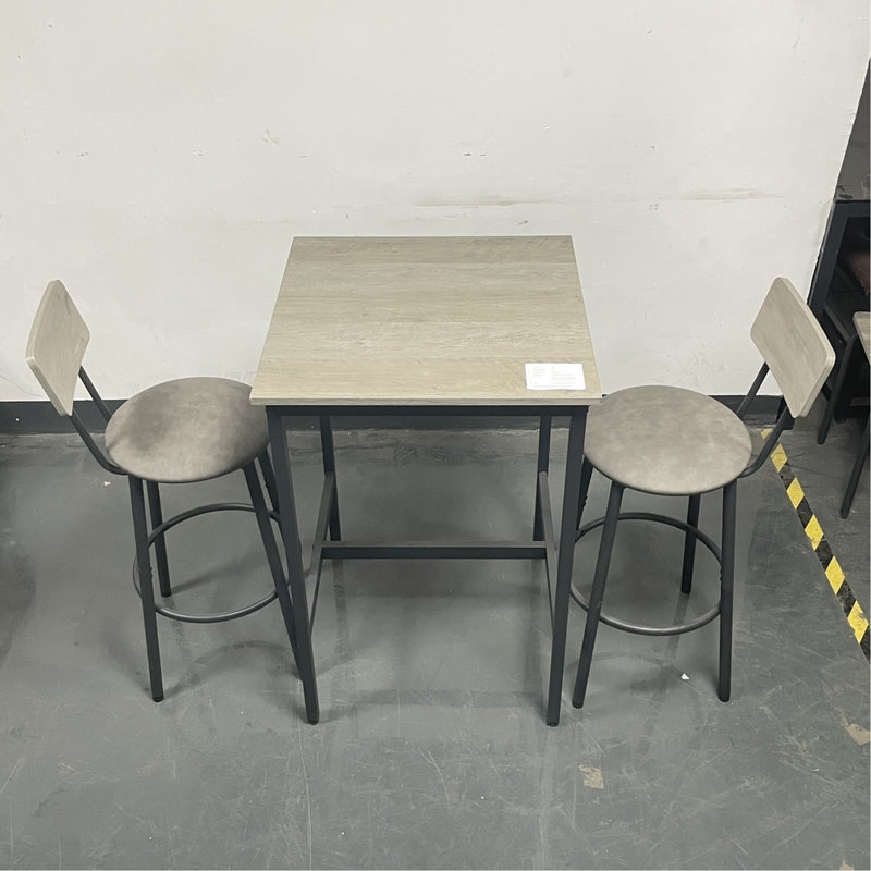 Table de bar avec siège en polyuréthane gris, pour un soutien optimal, un confort accru et une grande durabilité.
