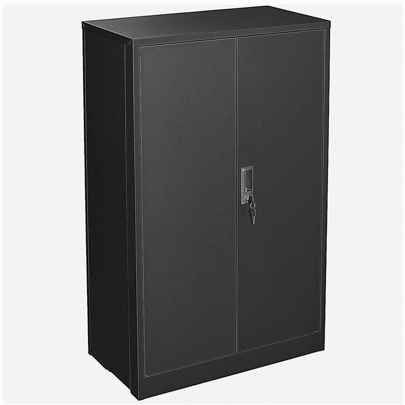 Armoire de rangement en métal avec portes verrouillables et tablette réglable, armoire de rangement pliante, armoire de rangement pliante pour bureau à domicile, école, garage, noir