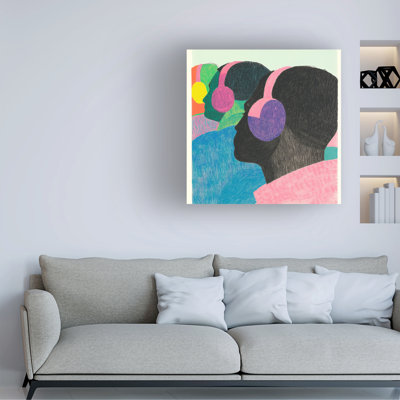 Wrapped Canvas Wall Art - Walker Noble  'Stereophonic II' Wall Art for Living Room, Bedroom, or Office Décor  - 24x24
