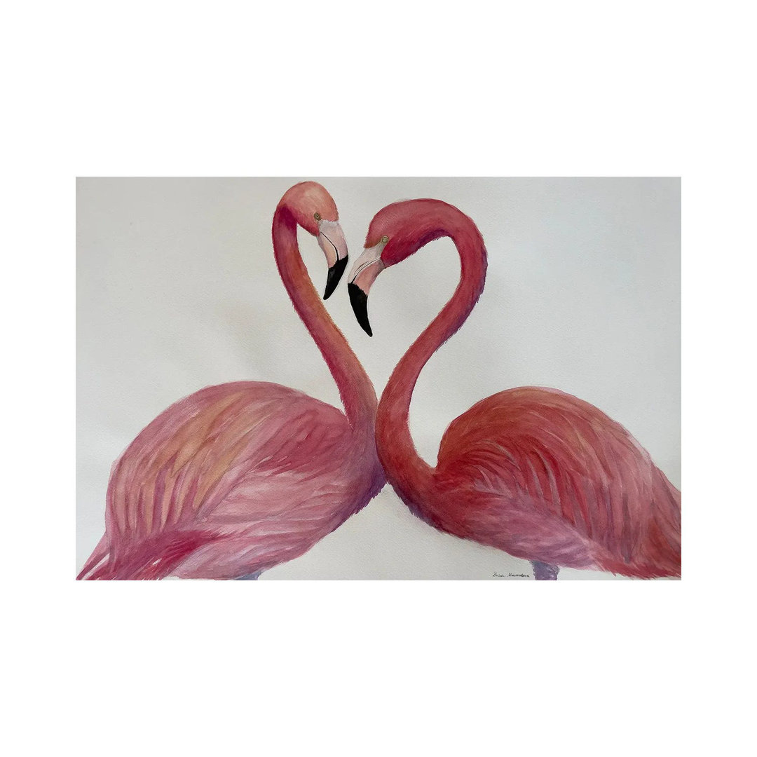 Flamingo-Küsse von Lucia Kasardova - Galerie-verpackte Leinwand Giclée auf Leinwand