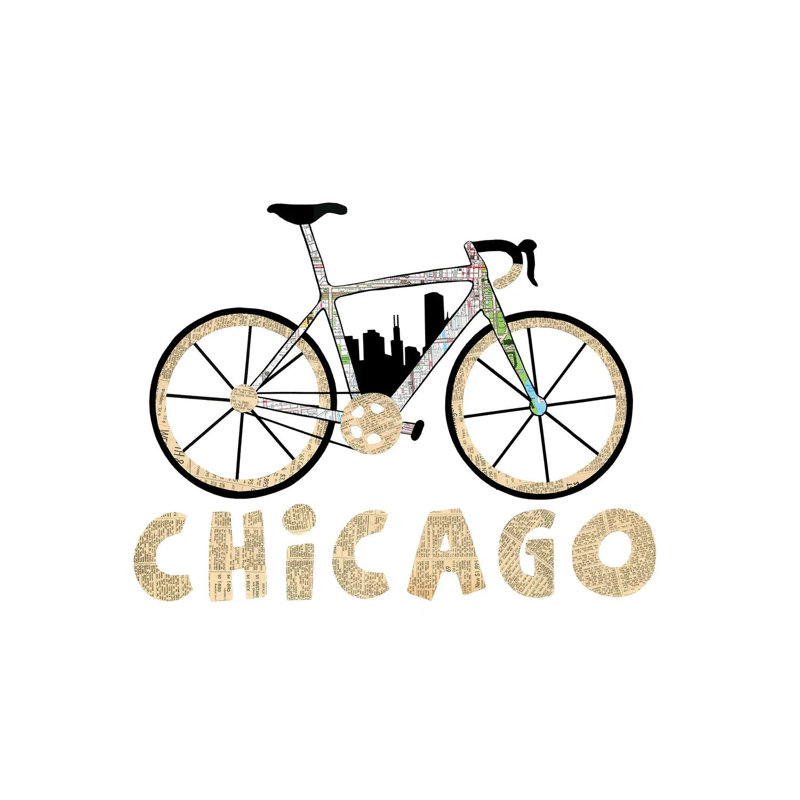 Chicago Bike by Paper Cutz - Wrapped Canvas Print, 20.32 cm H x 30.48 cm W