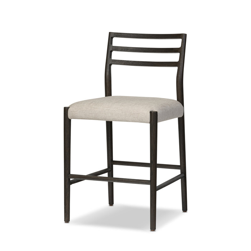 Tabouret Lindyn, Tabouret de comptoir (siège d'une hauteur de 26,2, Carbone clair, Essence naturelle