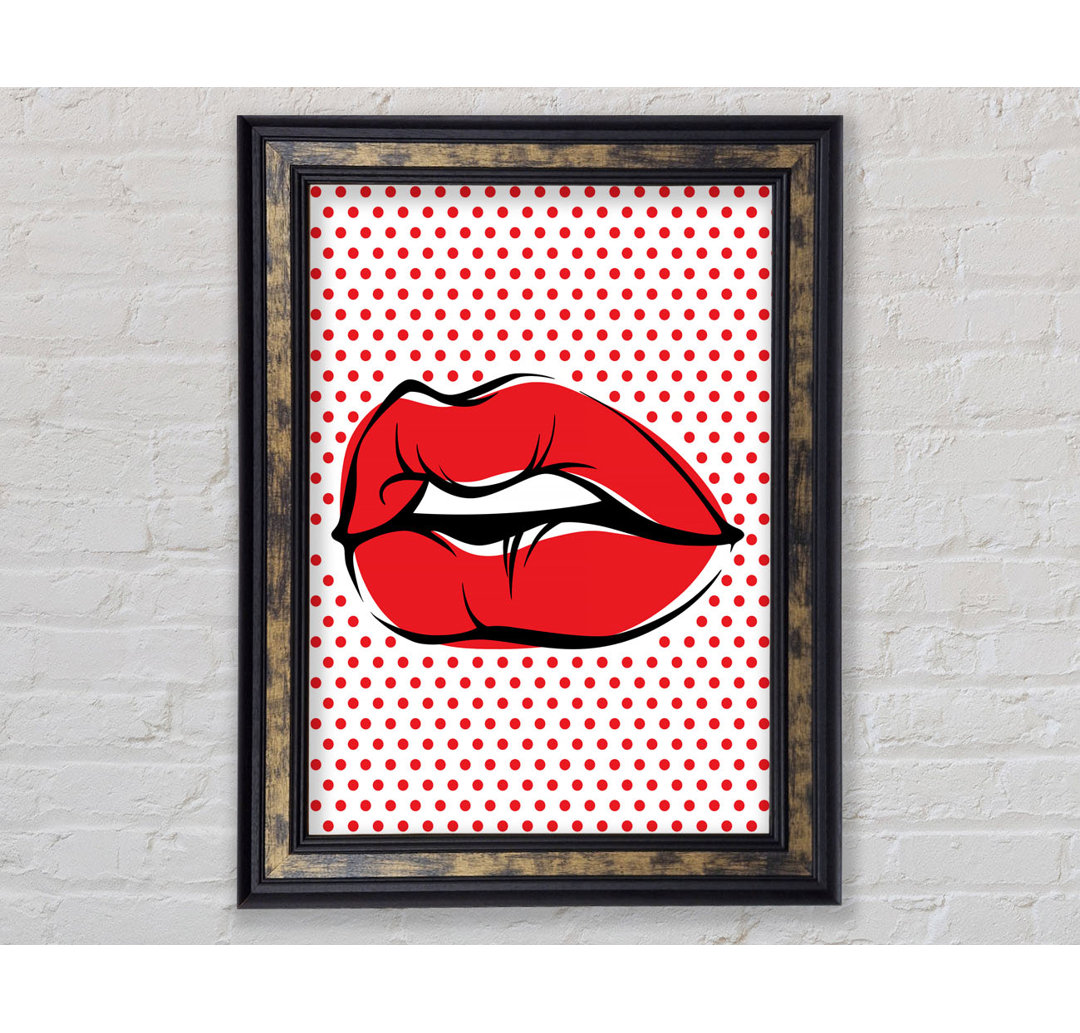 Red Lips On Pokerdots Gerahmter Druck Wandkunst