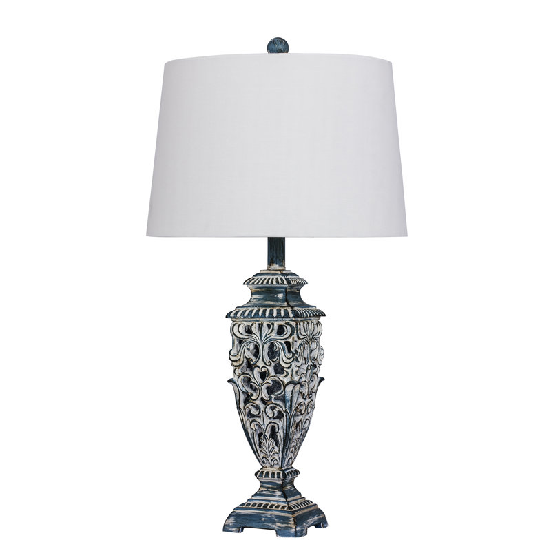 Base de lampe de table 28" Brutus, Bleu antique, Blanc