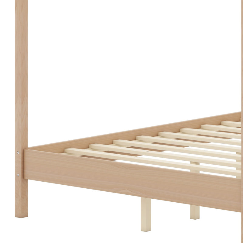 Canopy Bed with Engineered Wood Construction, Queen 1, Natural