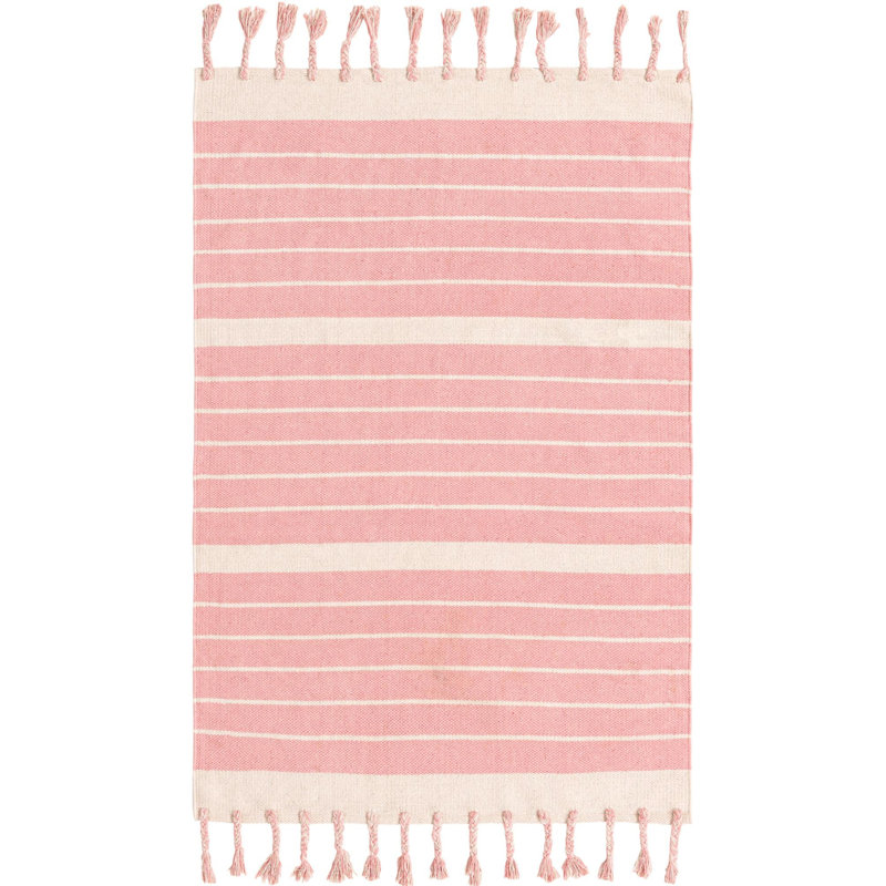 Yellville Cotton Striped Indoor Rug, Rectangle 4'1" x 6'1"