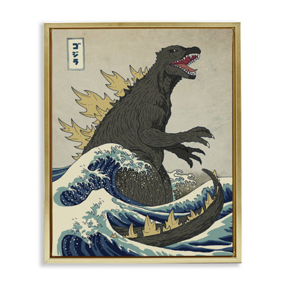 Illustration nautique de style oriental Godzilla