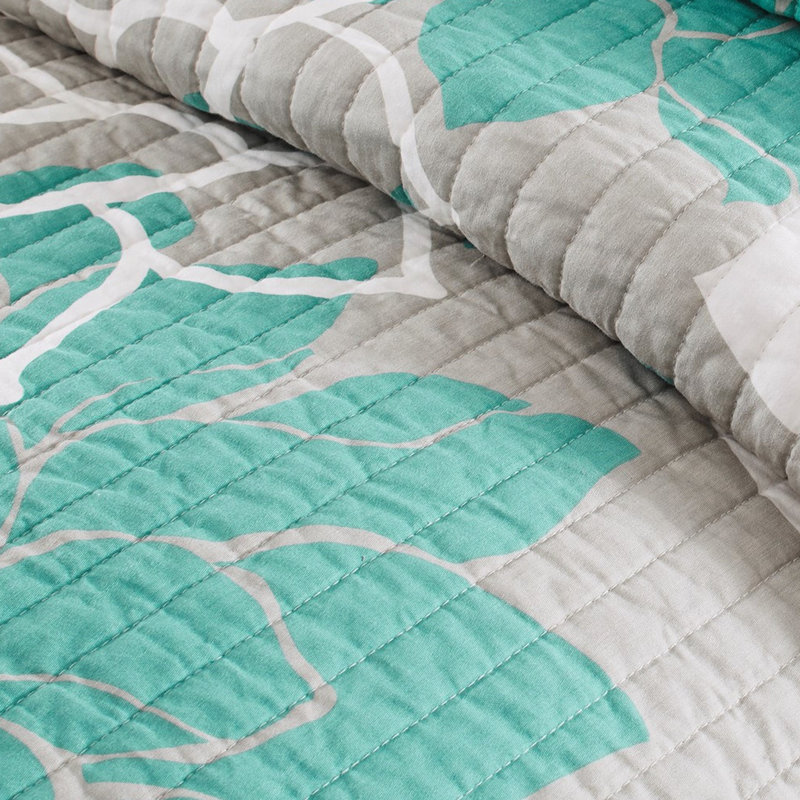 Courtepointe en coton, double / grand, 6 pièces, imprimé floral, rehaussant l'ambiance de la chambre double / grand avec réversible pour divers looks