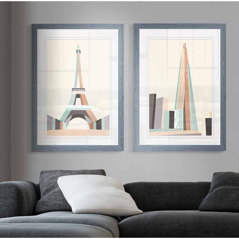 « graphicing architecture i » par antonyme bunjamin (abe)-ensemble de 2 reproductions d’art sur cadre photo, Blanc