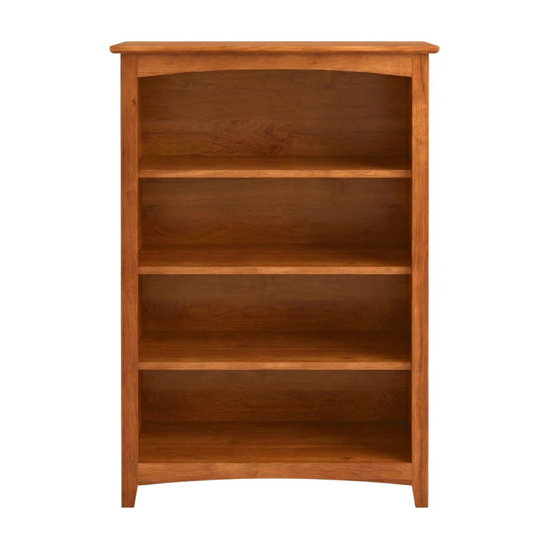 Malani 36" H Solid Wood Classic Bookcase, Golden Pecan, (4 Shelves) 48"H x 31.75"W x 12.875"D