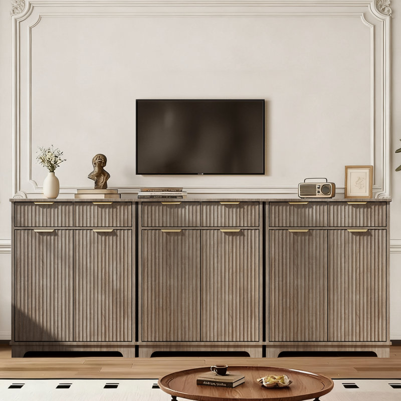 Ensemble de 3 buffets de rangement, armoires à usages multiples avec tiroirs et tablettes réglables, ensemble de buffet ou armoire d'entrée