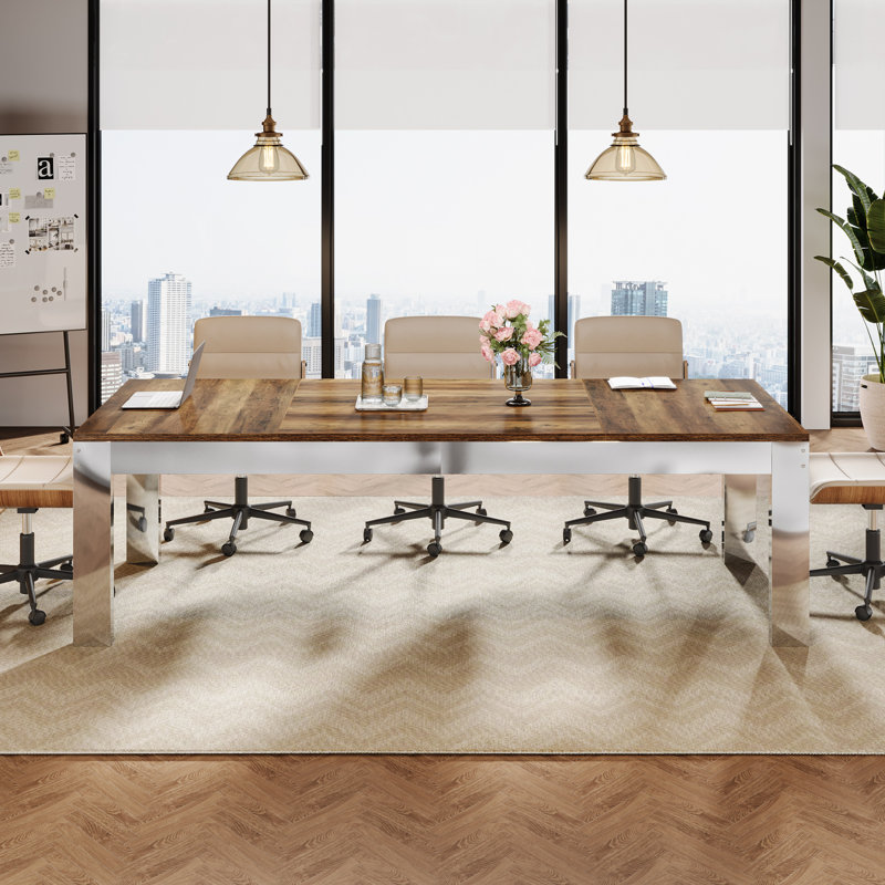 Table de conférence pour 8 à 10 personnes, table de réunion avec pieds en métal