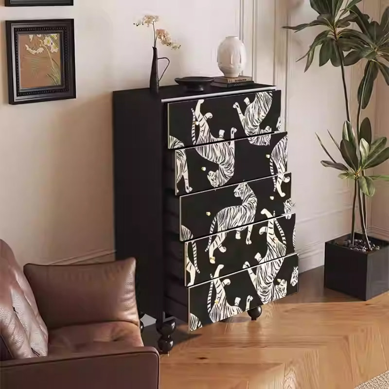 Armoire de rangement en bois massif avec tiroirs lisses