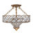 4-Light Antique Bronze Handcrafted Crystal Drum Semi-Flush Mount