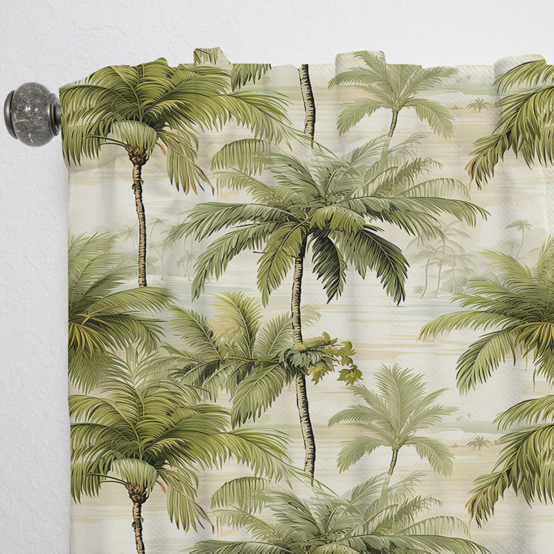 Motif rétro Vintage Palm Ii - rideau en velours tropical - obscurcissant - 1 panneau, L 52 po x L 95 po