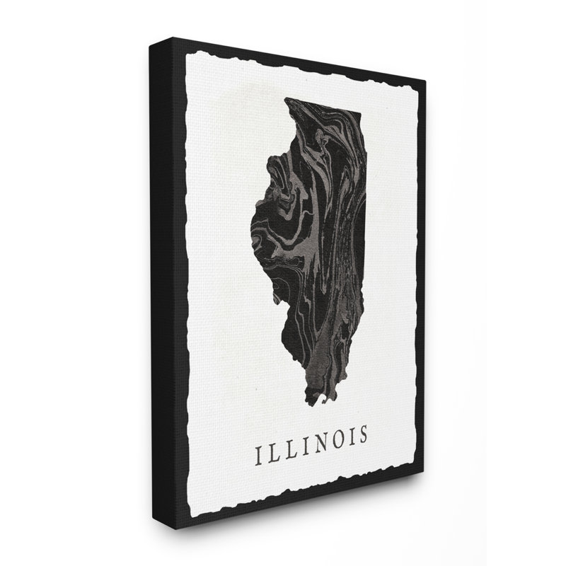 « marbleed paper illinois state silhouette », impression, Toile tendue, H 20 po x l 16 po x P 1,5 po