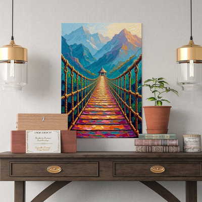 Canvas Wall Art Inca Hanging Bridge Wall Art, Peru Canyon Decor-2 Vintage Poster Print Home Decor