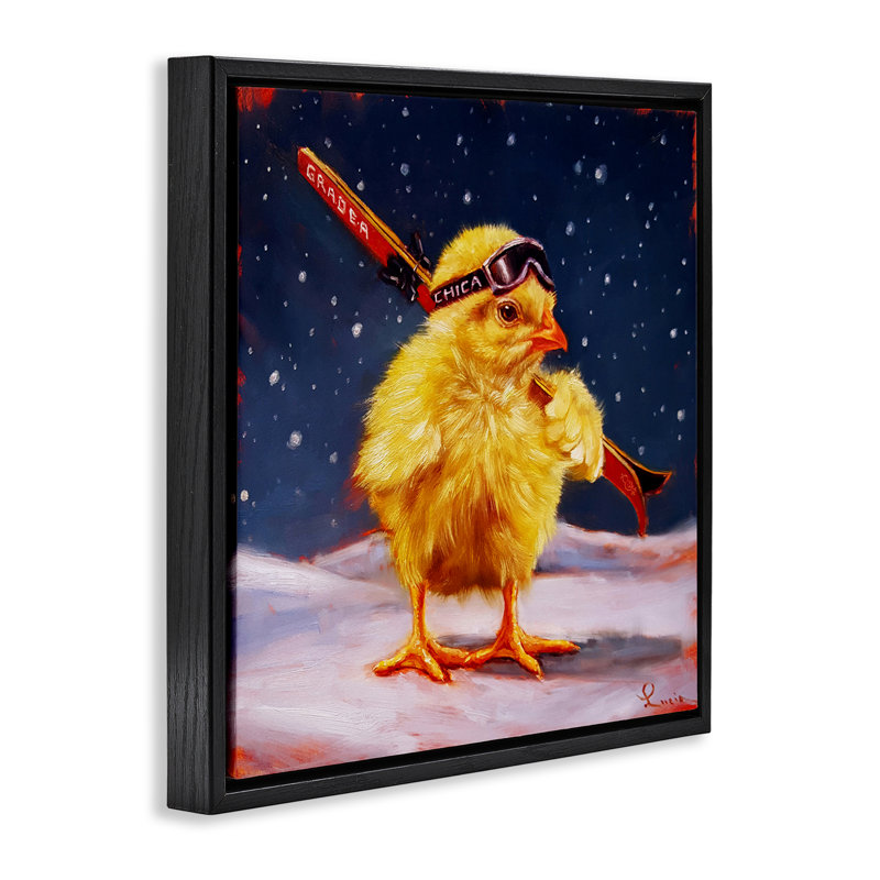 Cadre flottant Chick with Sticks, design par Lucia Heffernan, H 18 po x l 18 po, Cadre flottant noir de jais