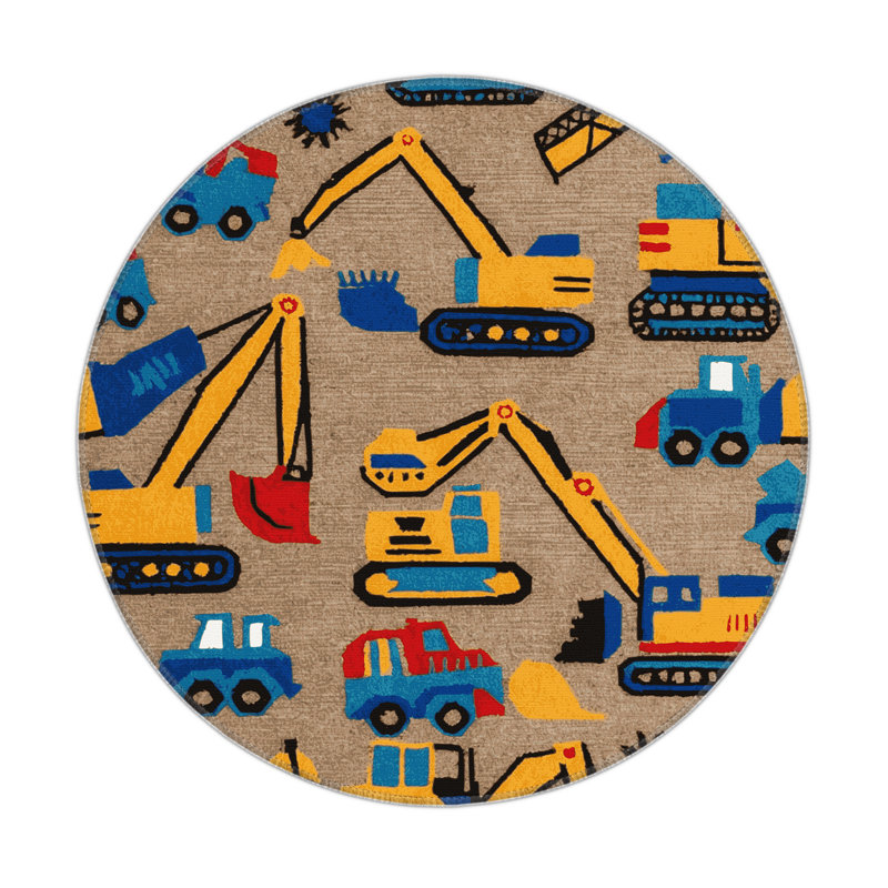 Tapis intérieur et extérieur beige Transport, Rond 5 pi