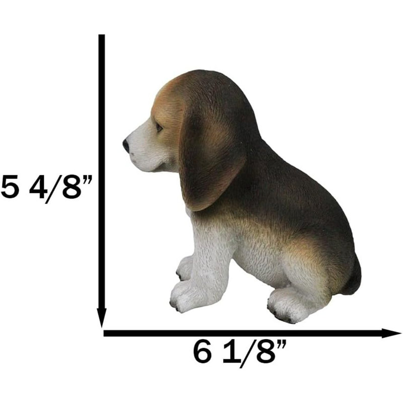 Figurine réaliste de chiot beagle tricolore réaliste assis 6 po
