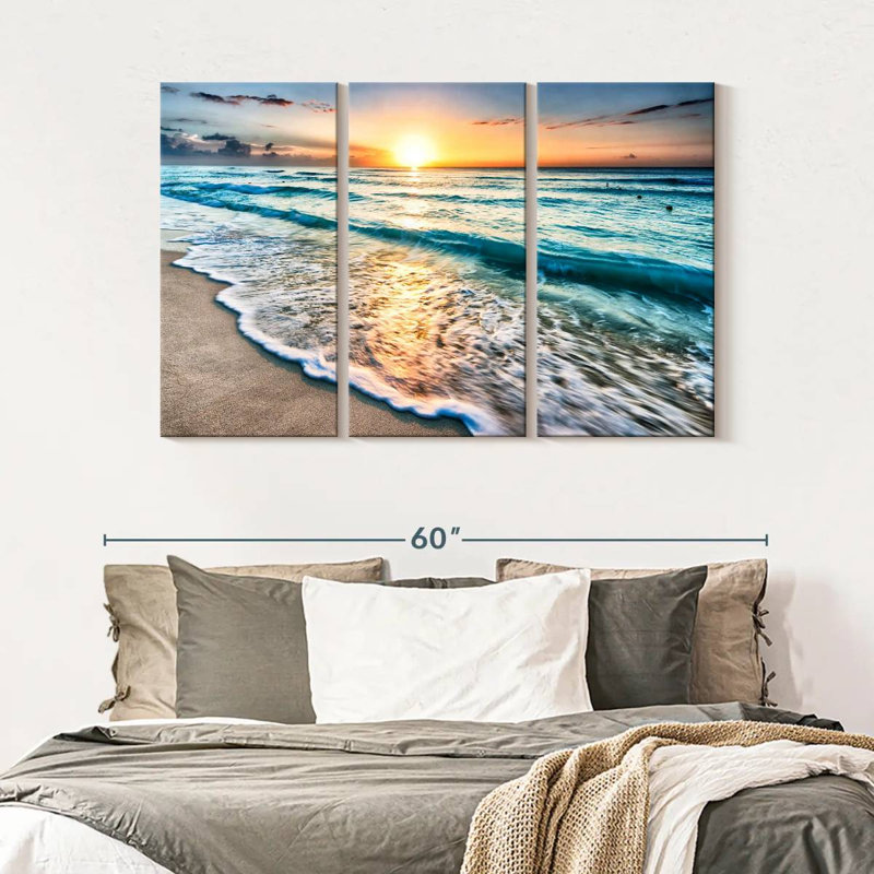 «Foamy Cancun Beach», reproduction d'art sur toile, H 32 po x l 50 po x P 1,25 po