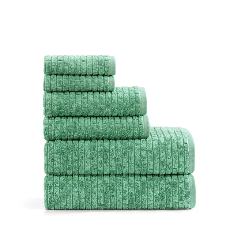 Tommy Hilfiger Brick Texture Cotton 6 Piece Towel Set, Green