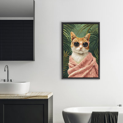 Cadre flottant Cozy Cat and Tropical Plants, design par LSR Design Studio