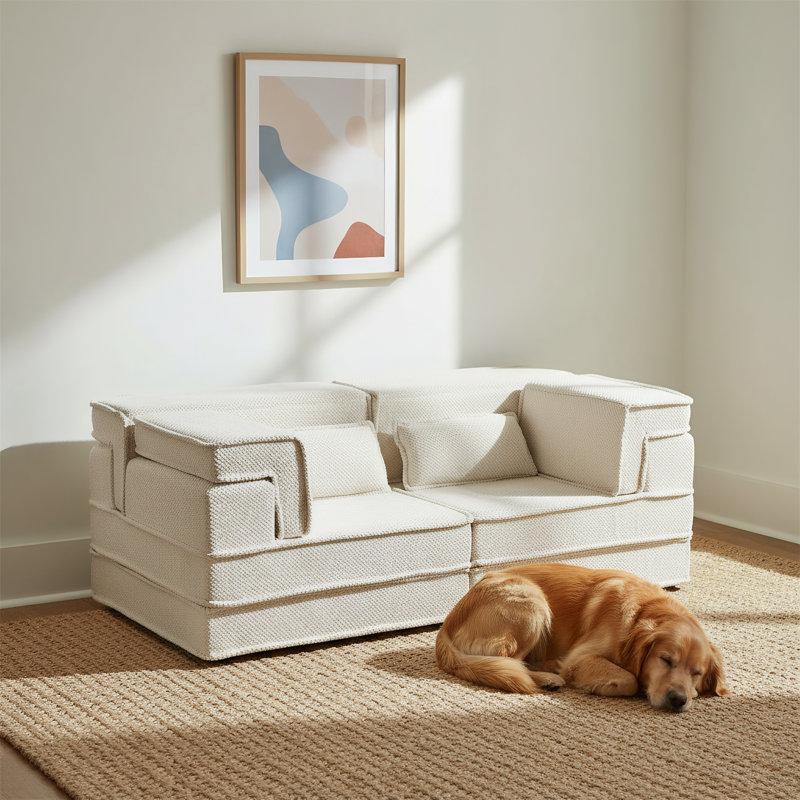 Convertible Bone-free Modular Sectional Sofa, White