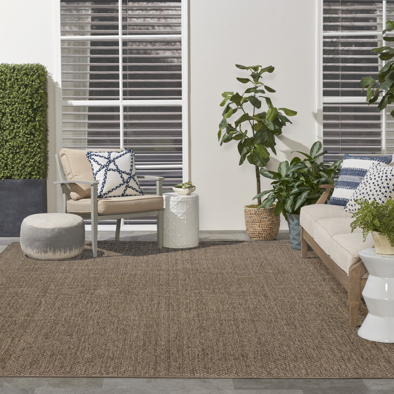 Tulum Solid Indoor/Outdoor Area Rug, Rectangle 10' x 14', Brown