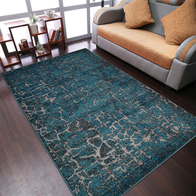 Tapis traditionnel argenté antidérapant Costales Conception abstraite | Tapis de salon, chambre à coucher