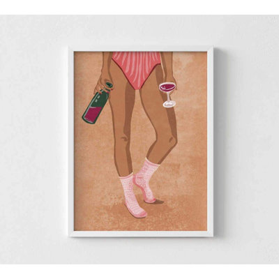Vin et chaussettes, art mural - reproduction d'aquarelle avec choix de cadres