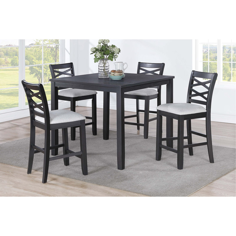 5 salles à manger pour la chambre, une table gris anthracite et 4 chaises rembourrées