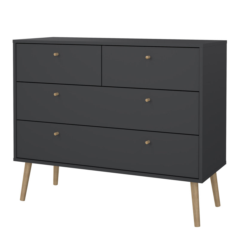 Bakersville 98.7 cm W Chest of 4 Drawers, Black