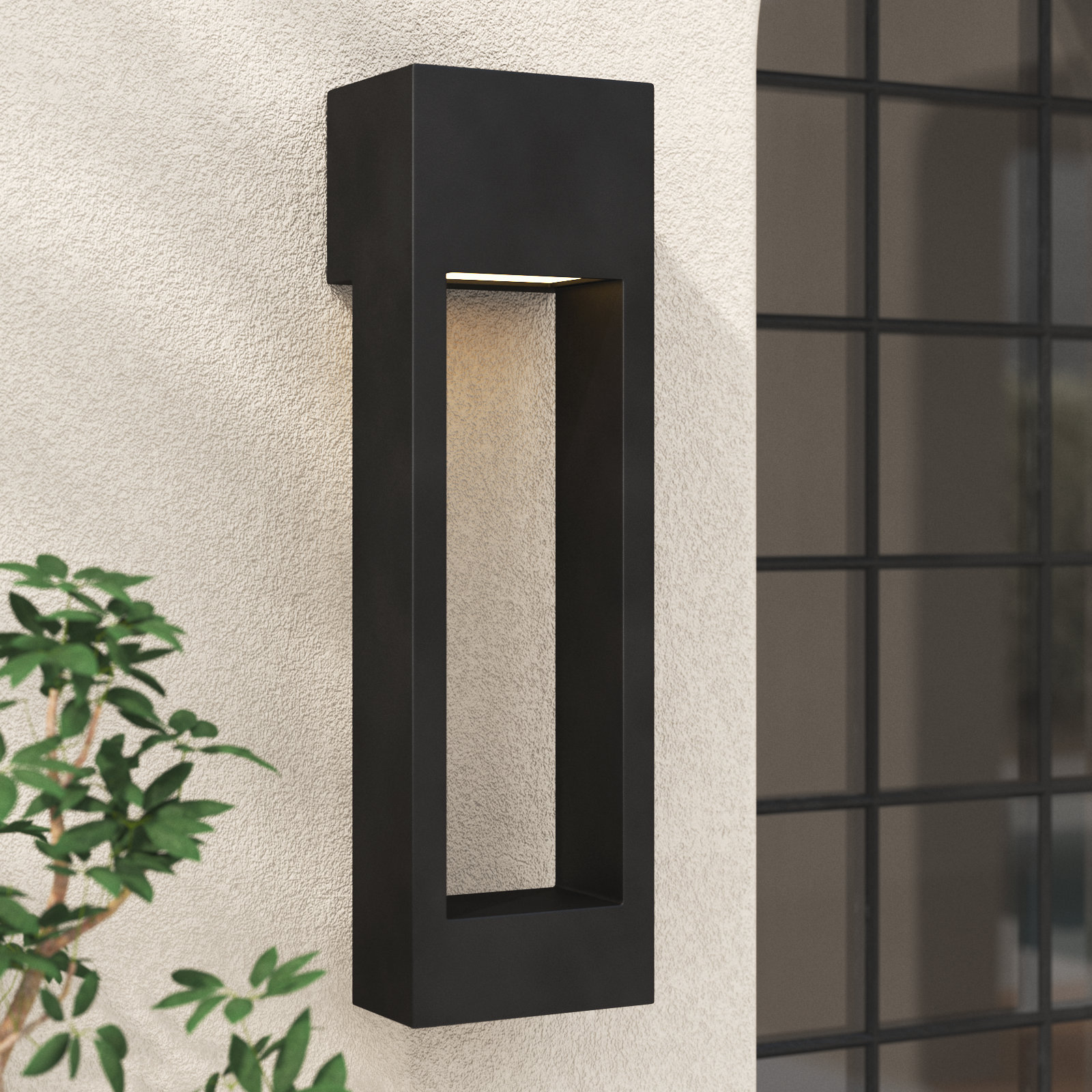 Blandburg Rectangle Outdoor LED Wall Light, Black, 24" H x 7" W x 7" D