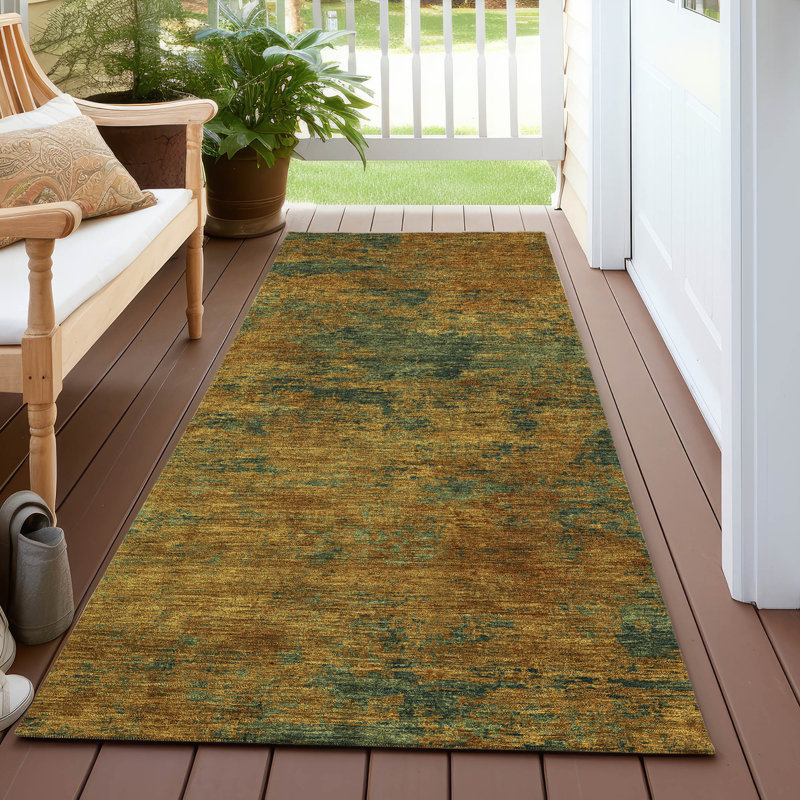 Machine Washable Indoor/Outdoor Chayden ACN1093 Copper Rug, Runner 2'3" x 7'6"