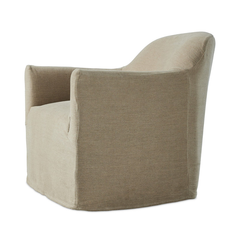 Lowell Slipcover Swivel Chair, Cream Linen
