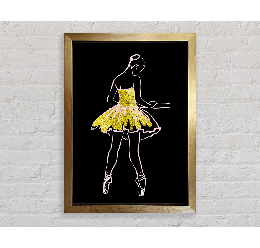 Golden Pink Ballerina 5 Gerahmter Druck